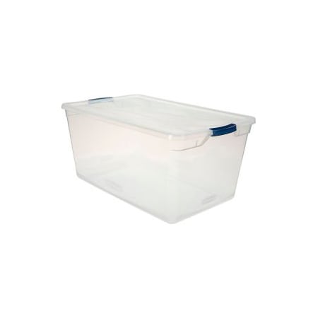 Storage Tote W/ Lid, 23.75 gal, 29 in L x 17-3/4 in W x 13-1/4 in H, Clear, 4 PK